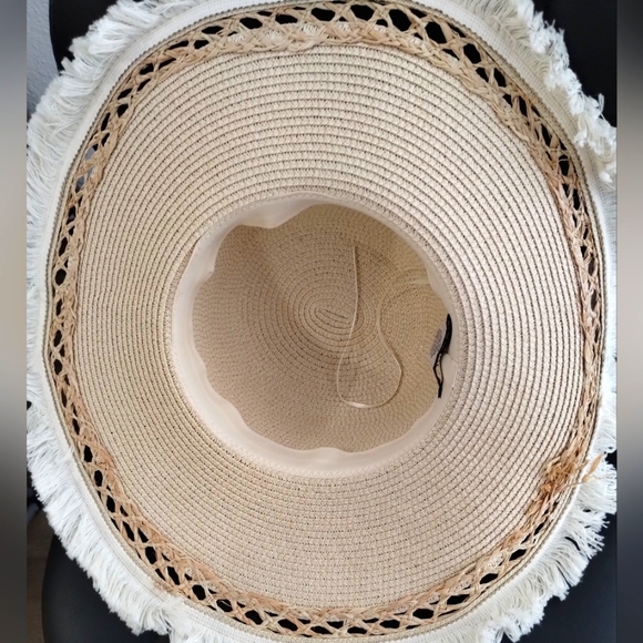 KENDALL+ KYLIE Natural Paper Straw Summer Hat with Fringe